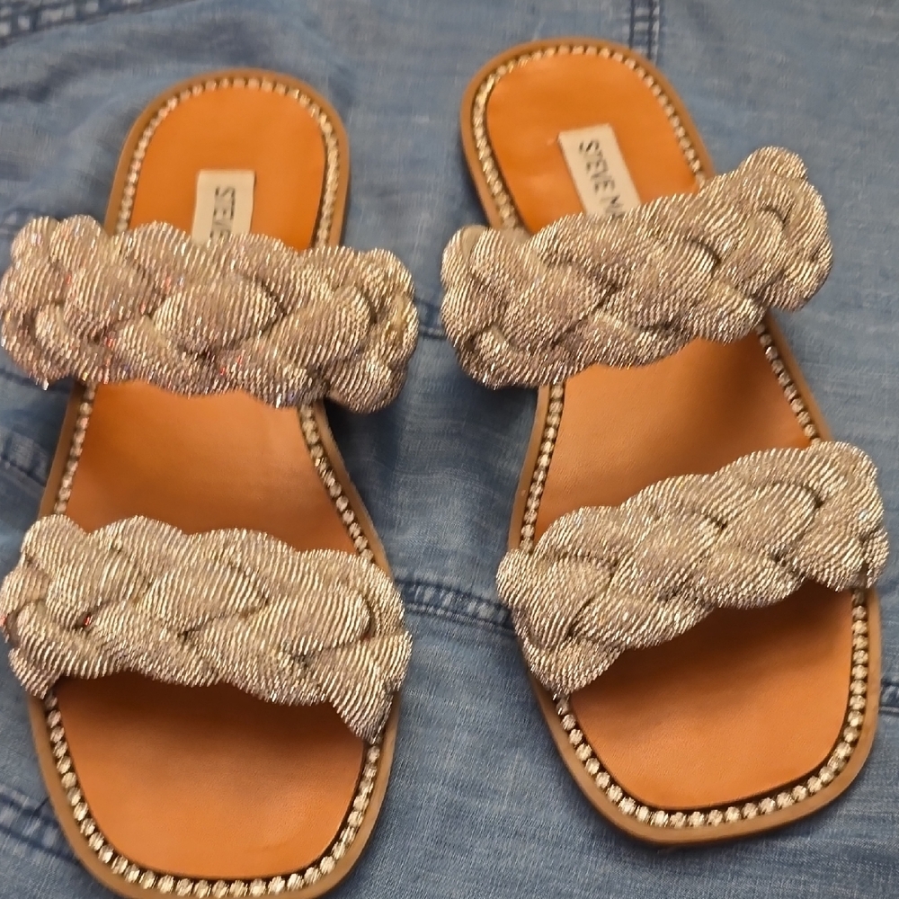 Steve Madden Silver Braided Sandals